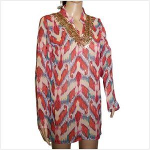 NWT Lazy Daisy Embellished Multi-print Tunic